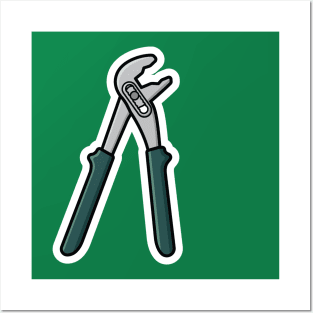 Adjustable Water Pump Pliers Sticker vector illustration. Mechanic and Plumber working tool equipment objects icon concept. Hand tools for repair building sticker design icon logo. Posters and Art